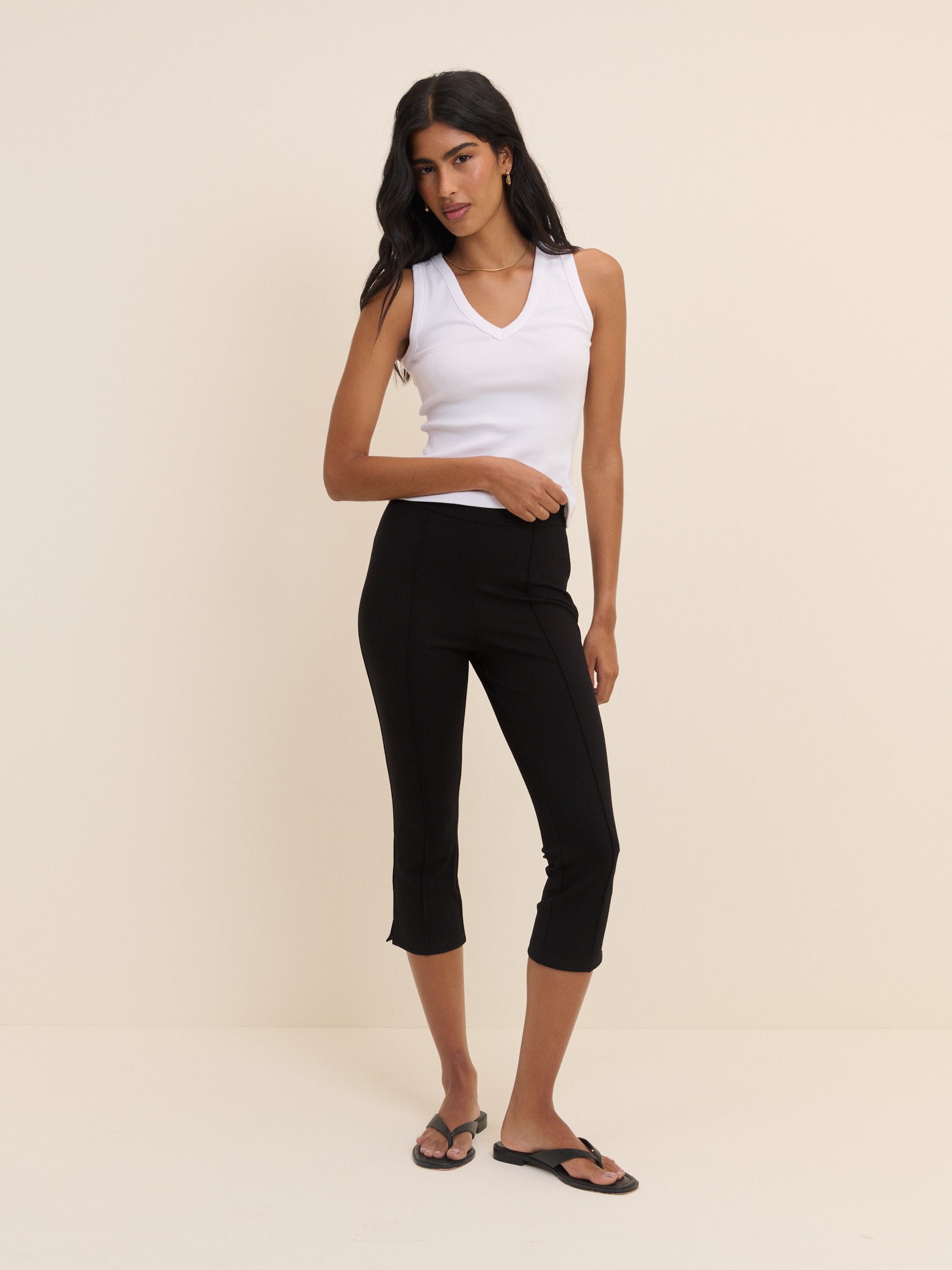 Black High Waisted Cropped Trousers - Image 4