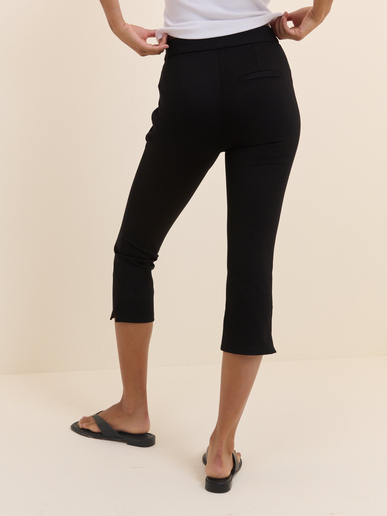 Black High Waisted Cropped Trousers - Image 5