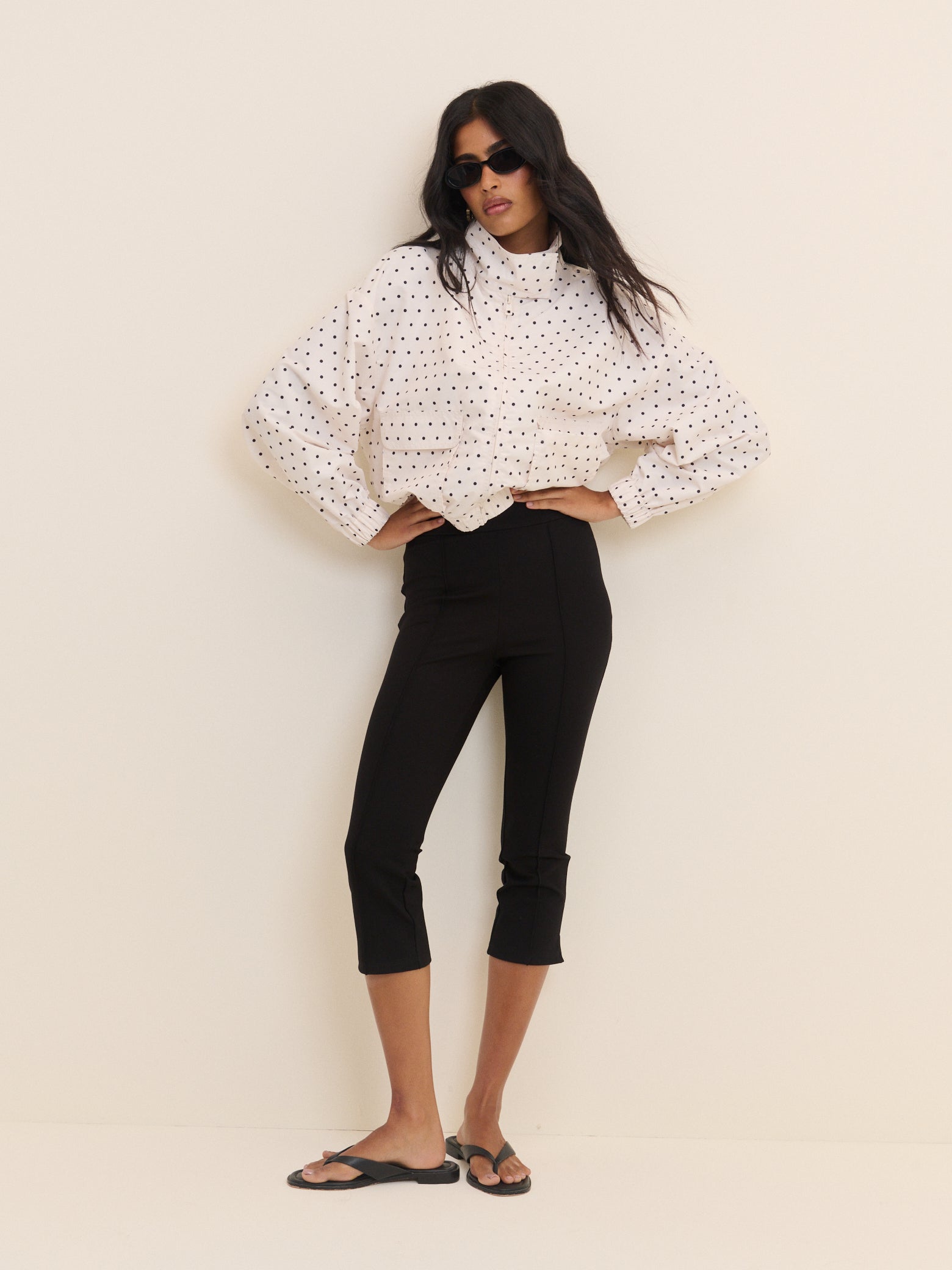 Black High Waisted Cropped Trousers - Image 6