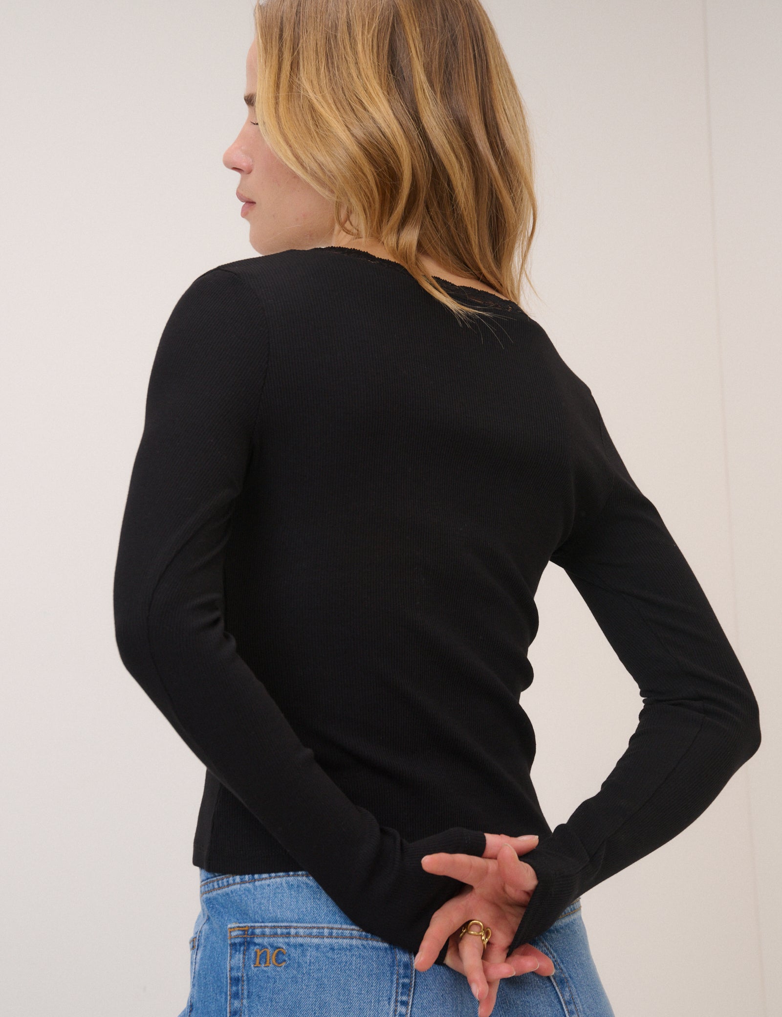 Modern Black Neck Classic Cardigan - Image 4