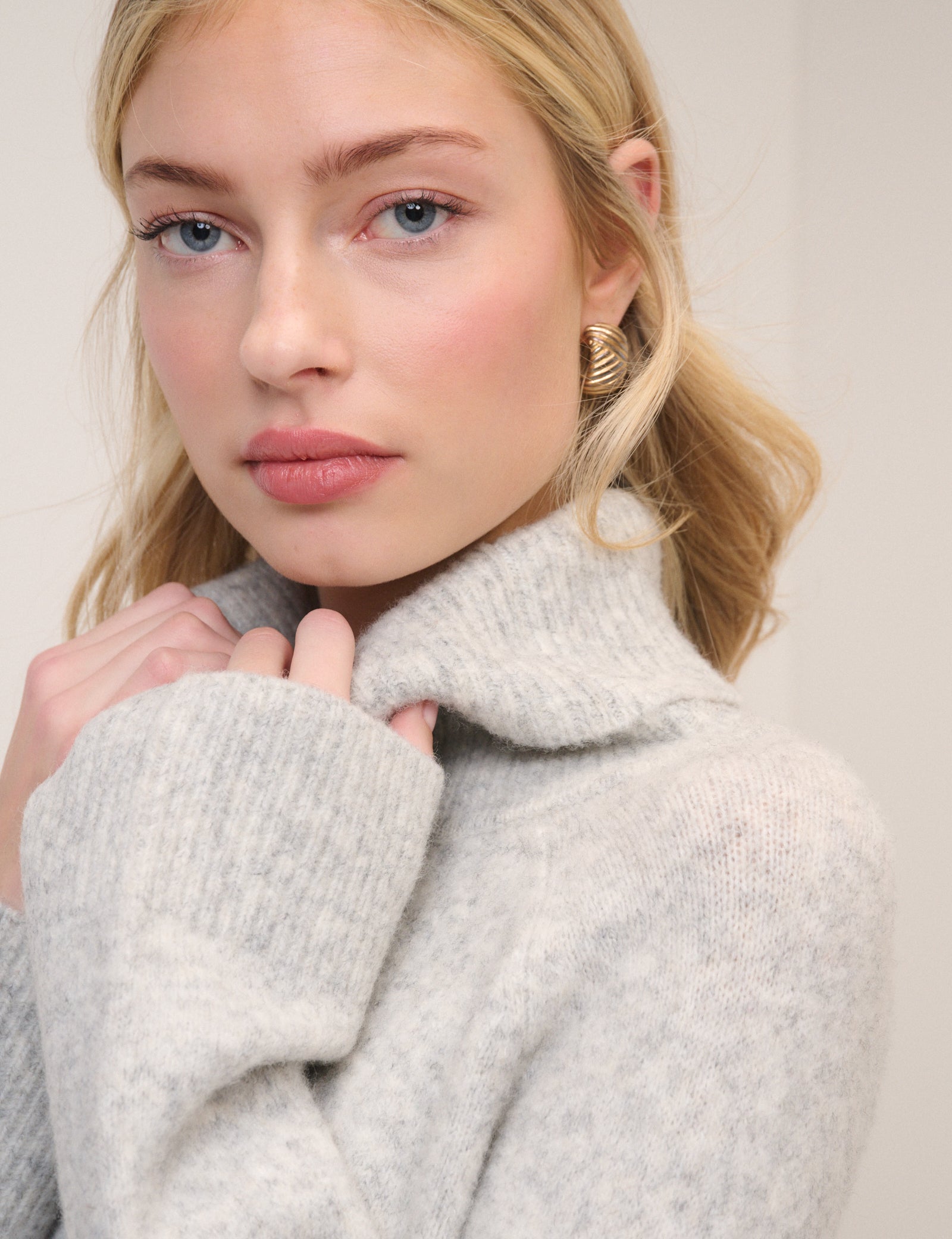 Grey Knit Longline Relaxed Sweater