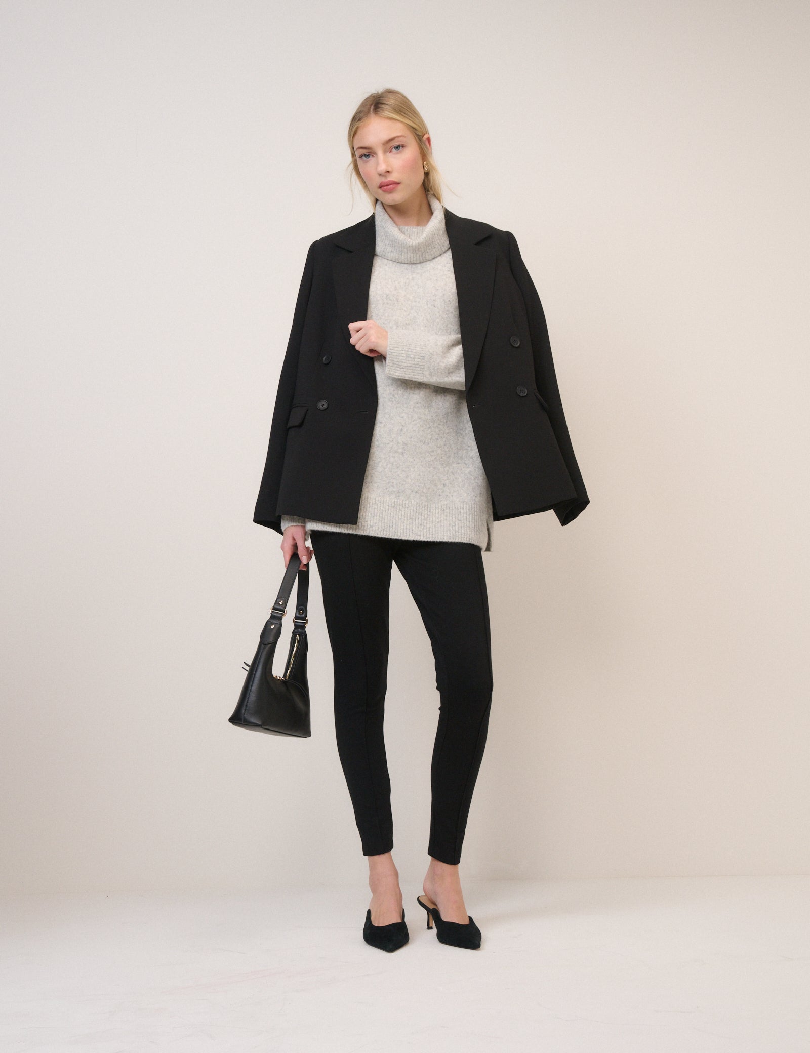Grey Knit Longline Relaxed Sweater - Image 4
