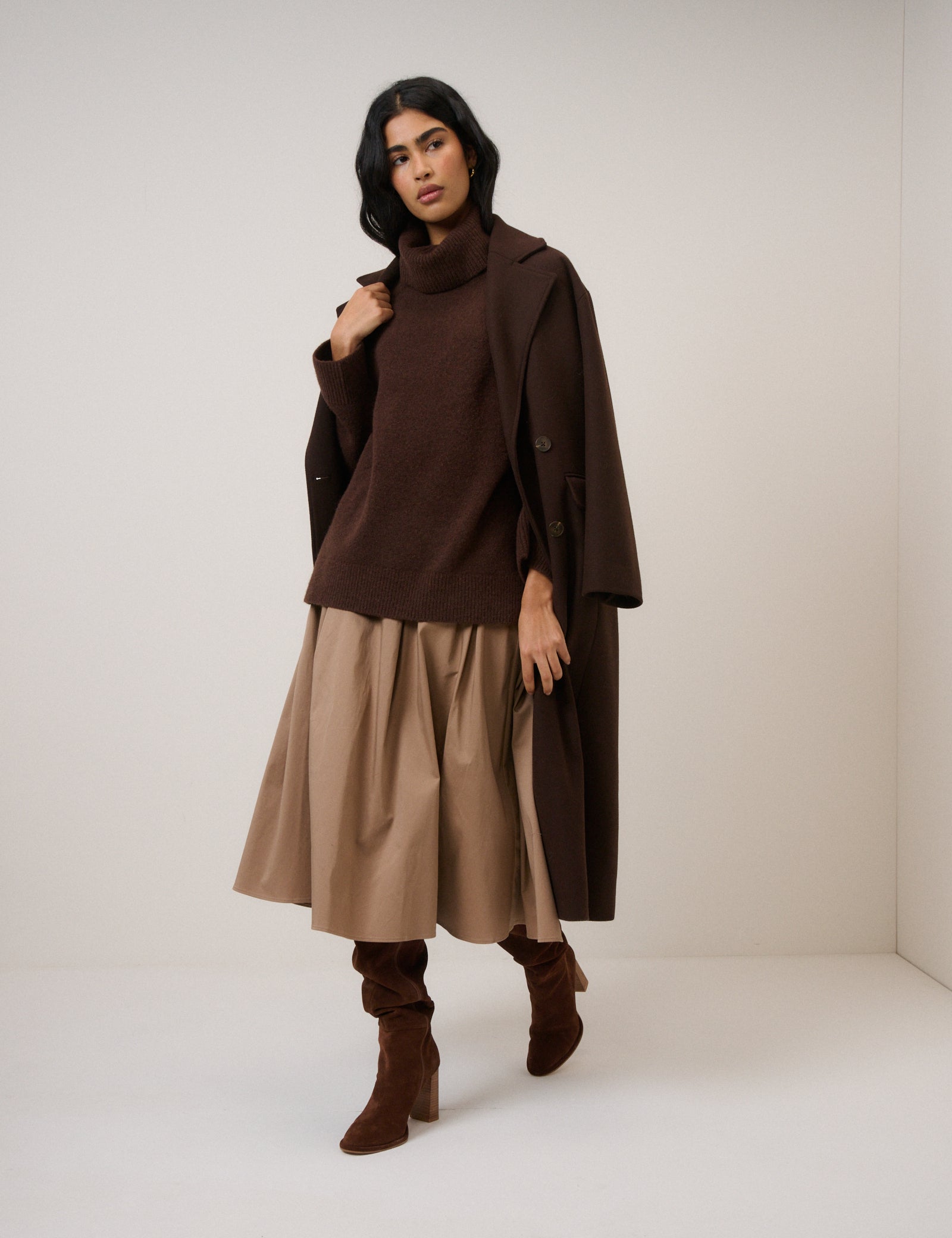 Chocolate Knit Longline Relaxed Sweater - Image 4