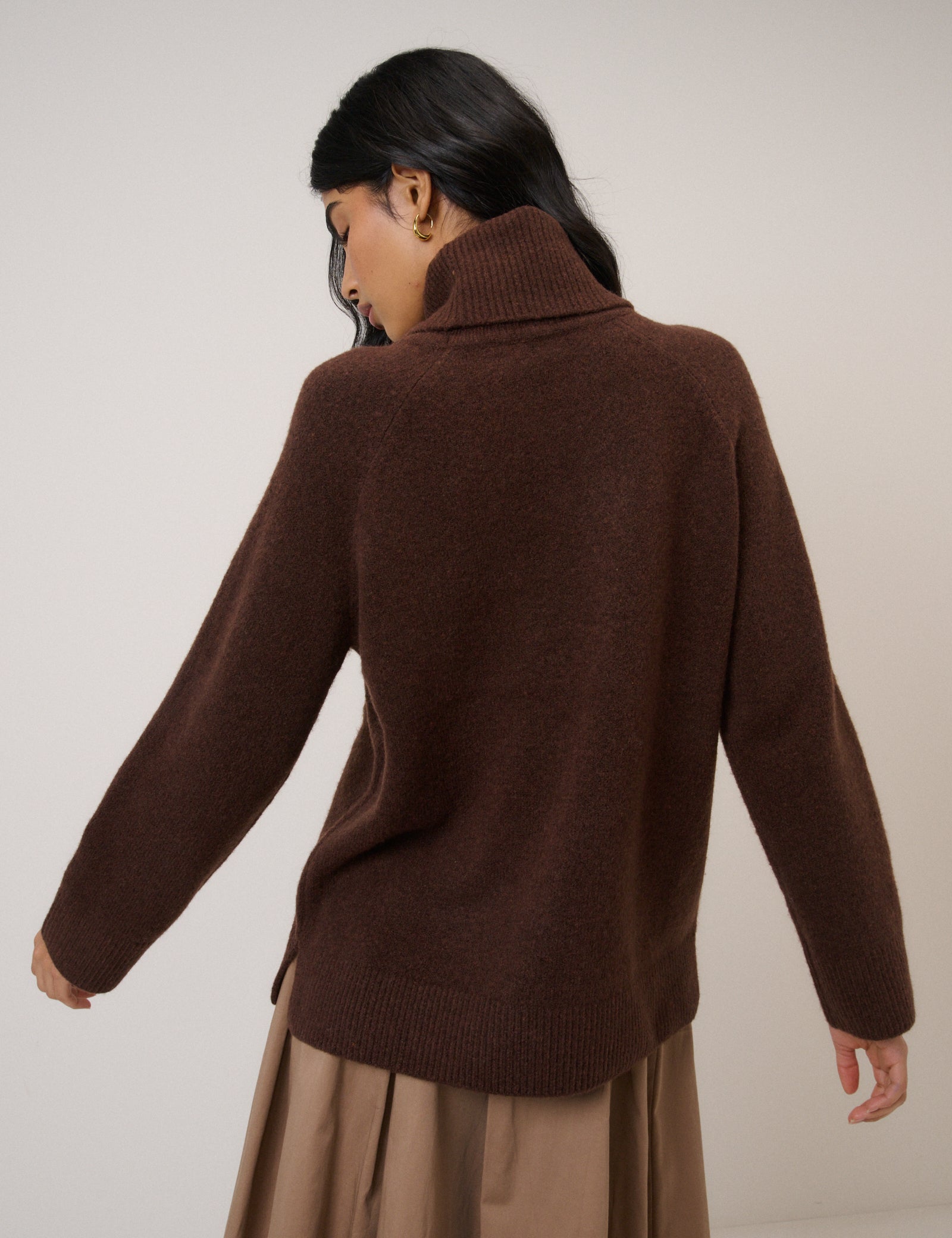 Chocolate Knit Longline Relaxed Sweater - Image 5