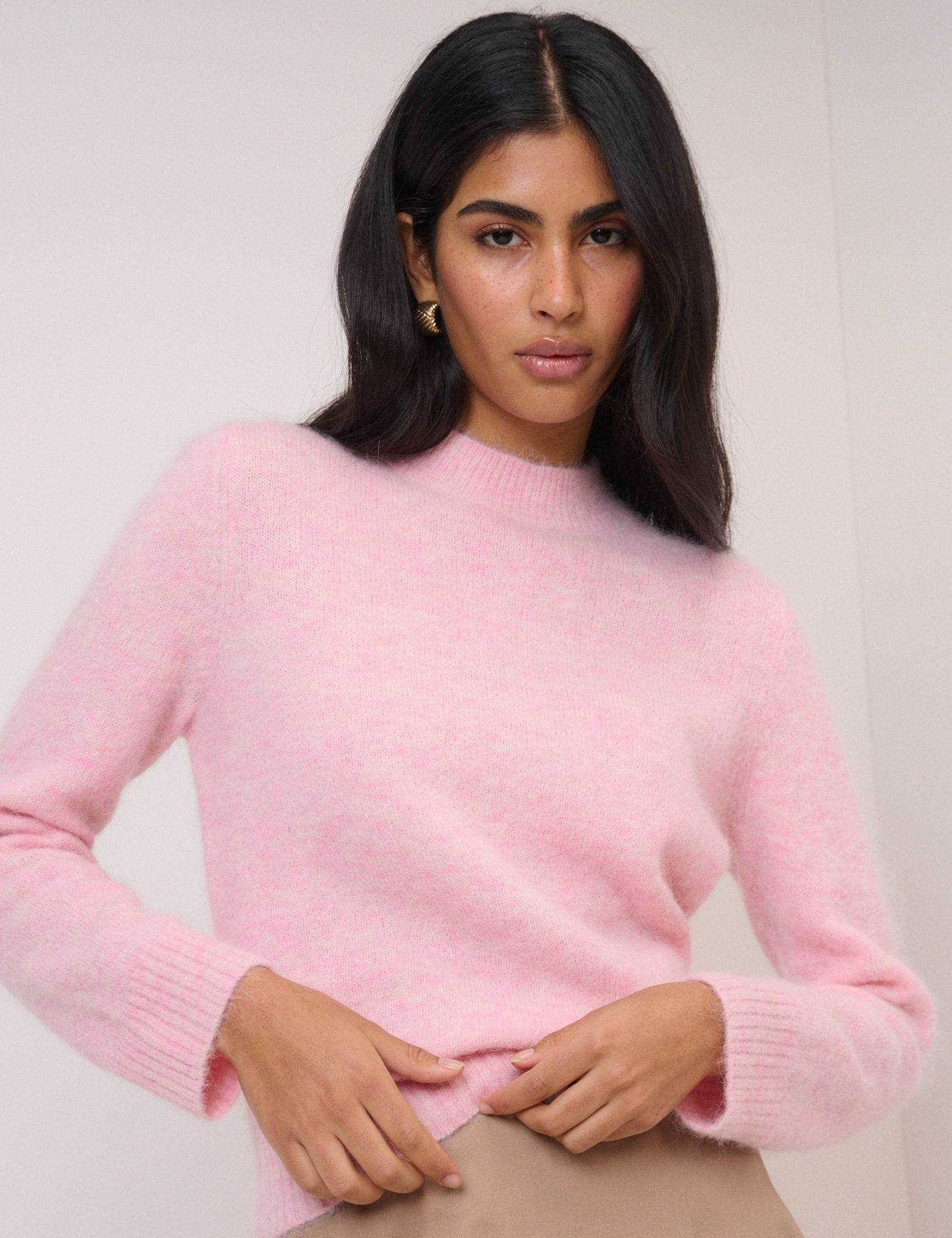 Pink Knit Relaxed Modern Sweater - Image 2