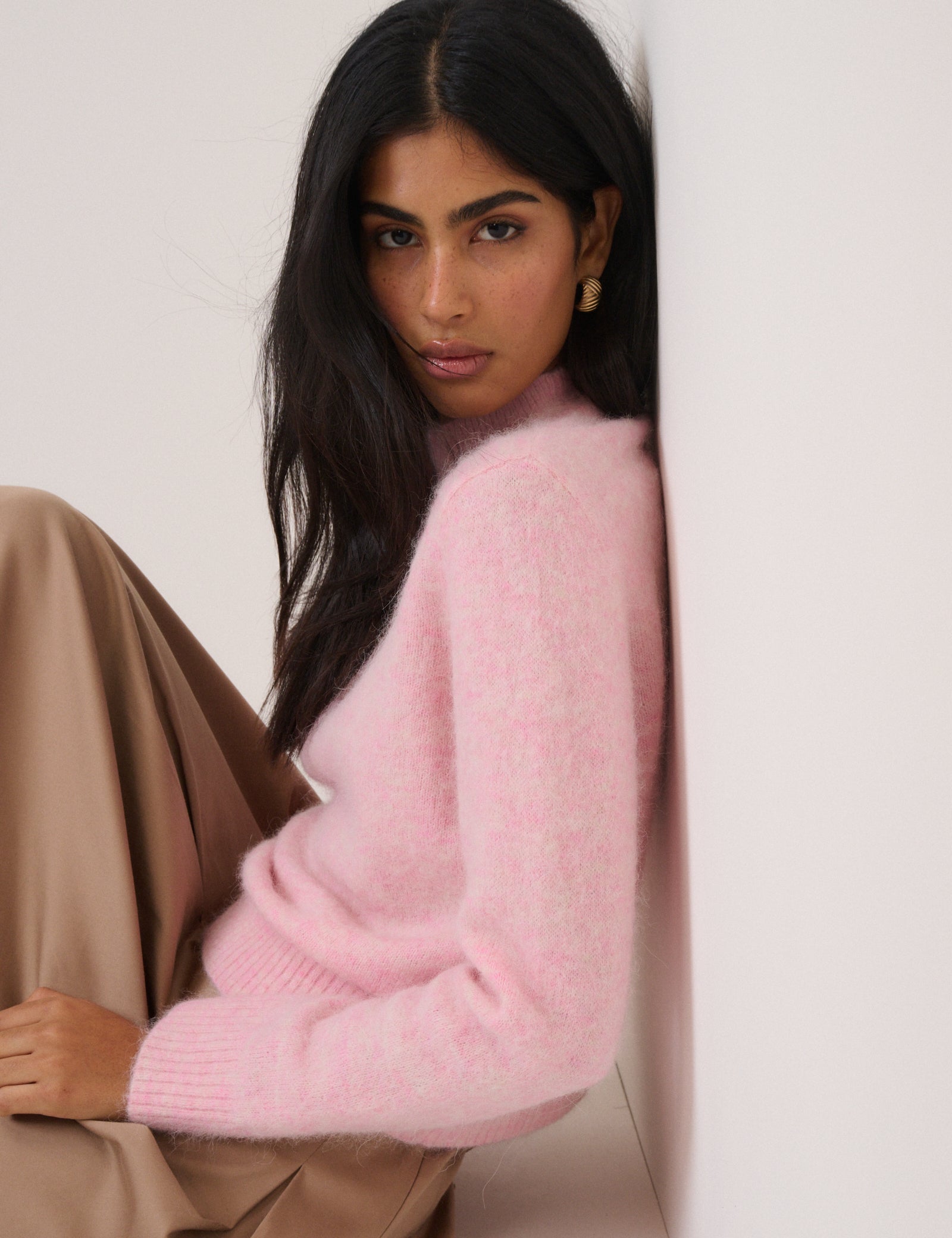 Pink Knit Relaxed Modern Sweater - Image 3