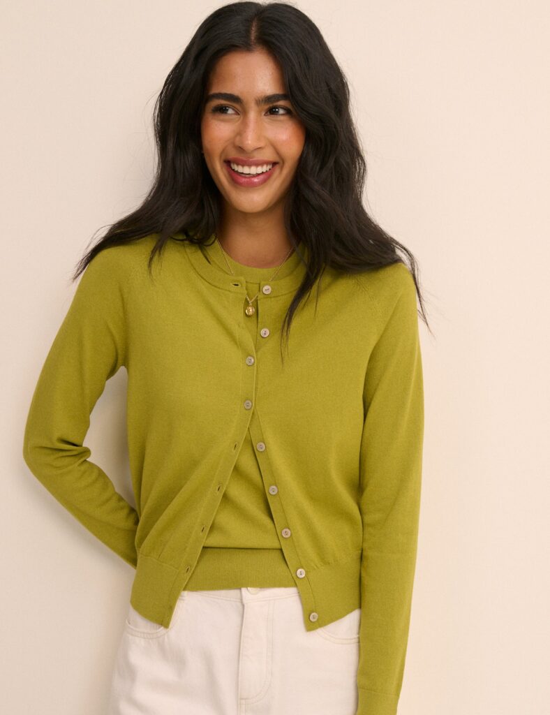 Green Knit Polished Modern Cardigan