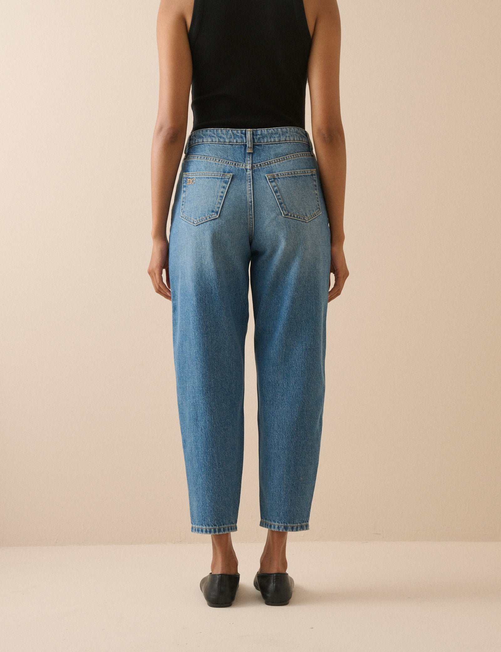 Silver High Rise Barrel Leg Refined Jeans - Image 5