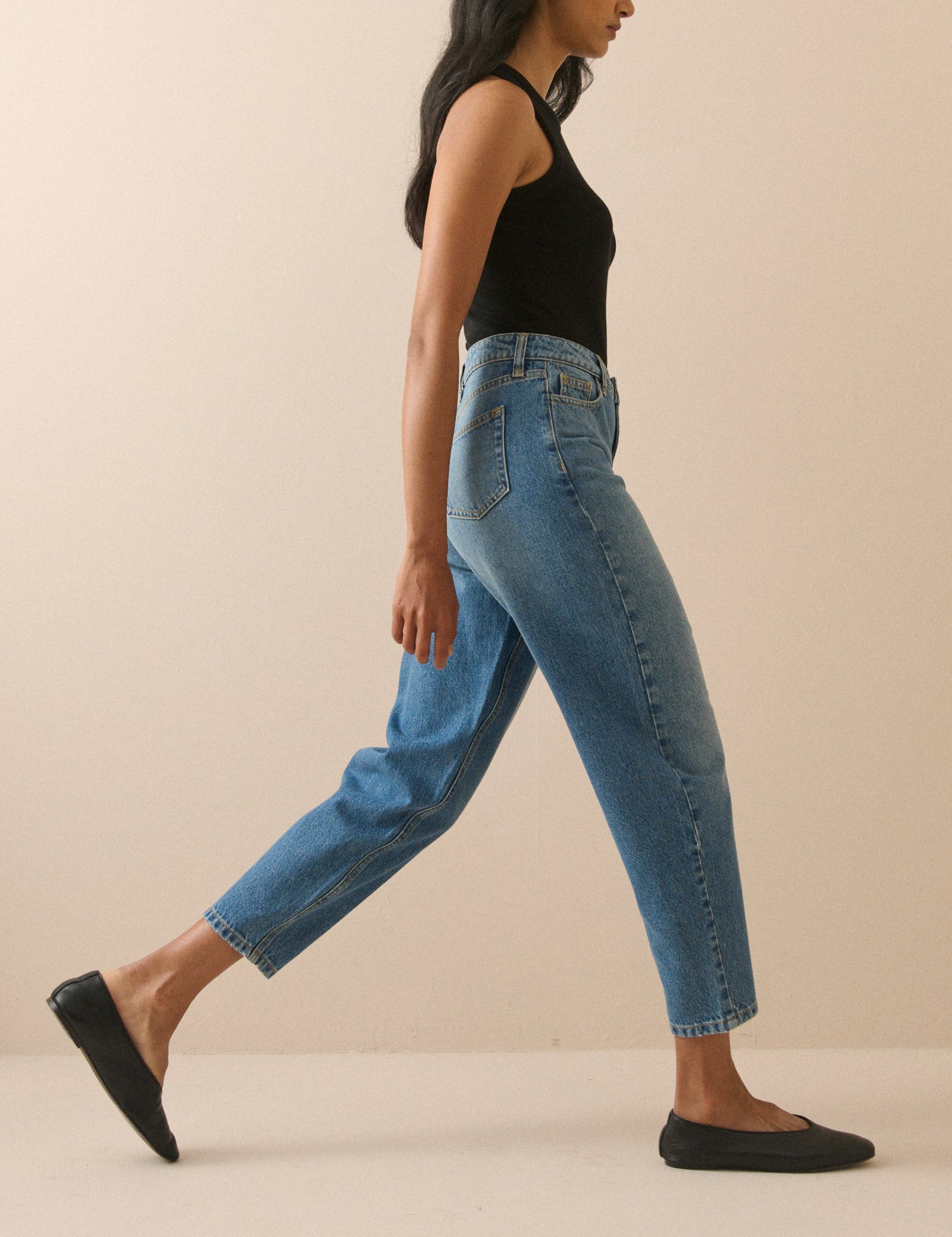 Silver High Rise Barrel Leg Refined Jeans - Image 3