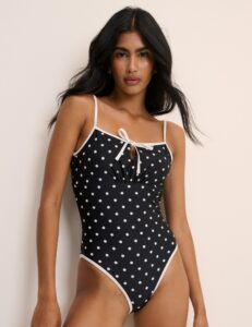 Black Polka Dot One-Piece Swimsuit
