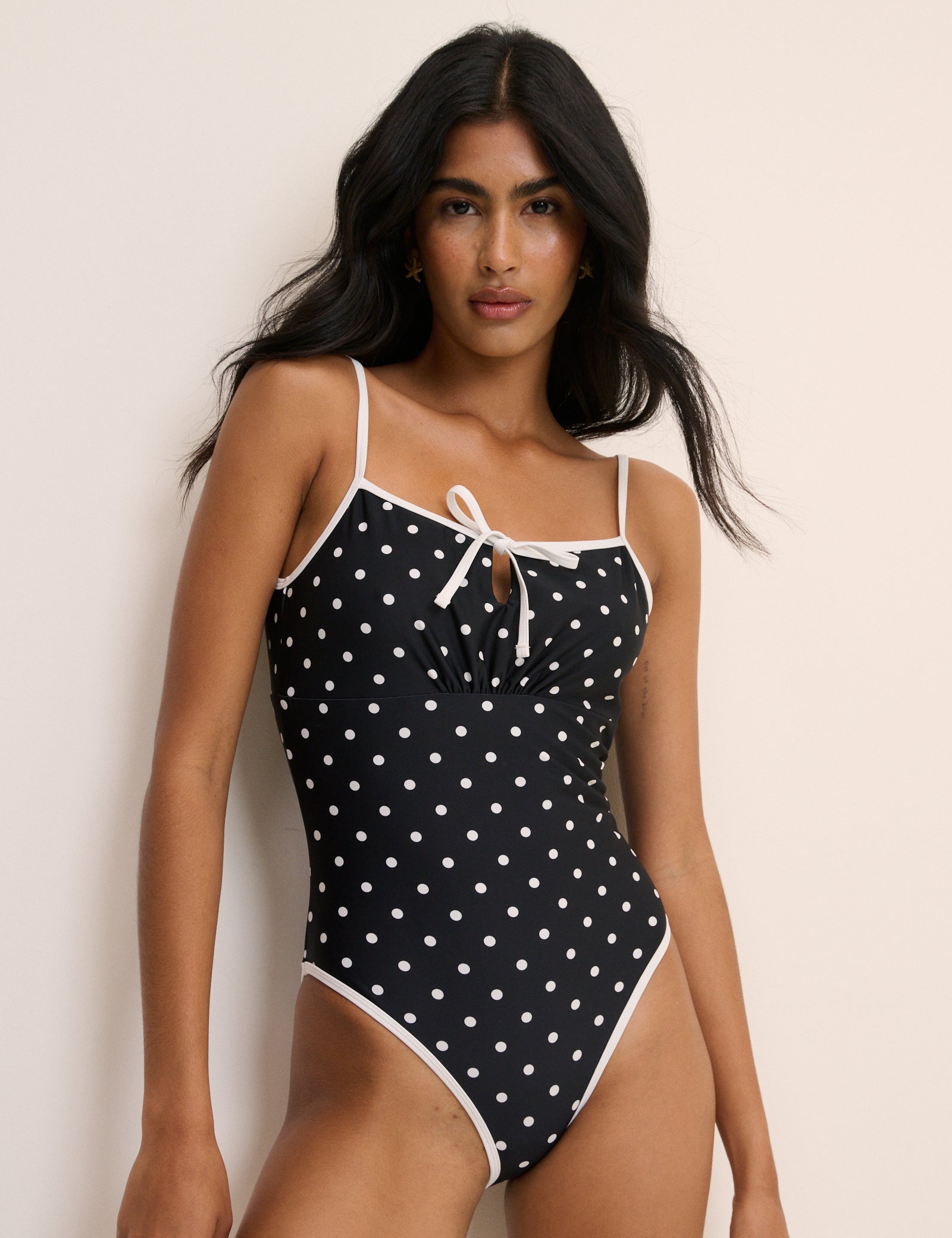 Black Polka Dot One-Piece Swimsuit