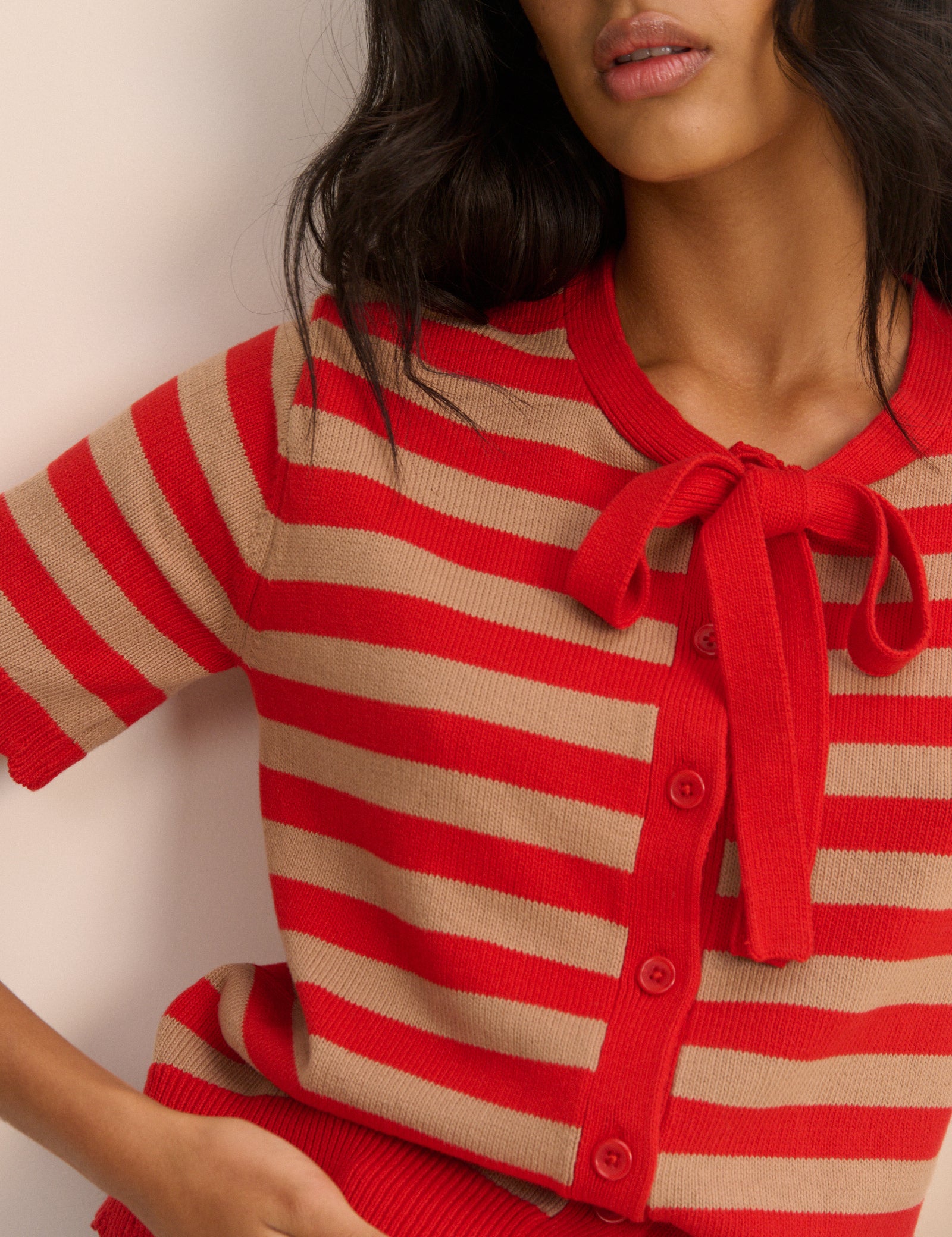Red Knit Soft Polished Shorts - Image 3