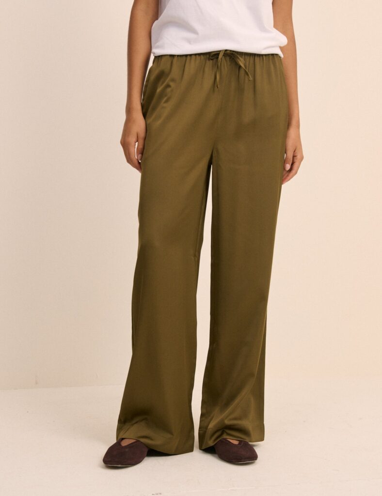 Khaki Wide Leg Everyday Trousers