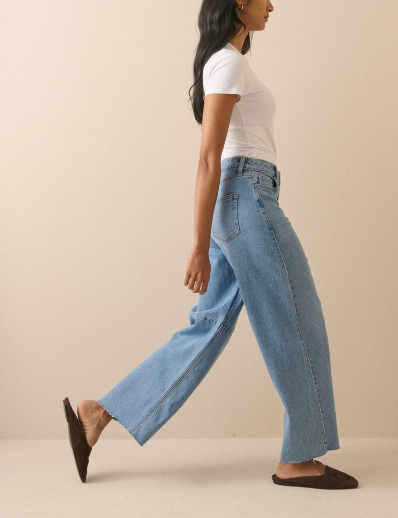 Silver Barrel Leg Structured Jeans
