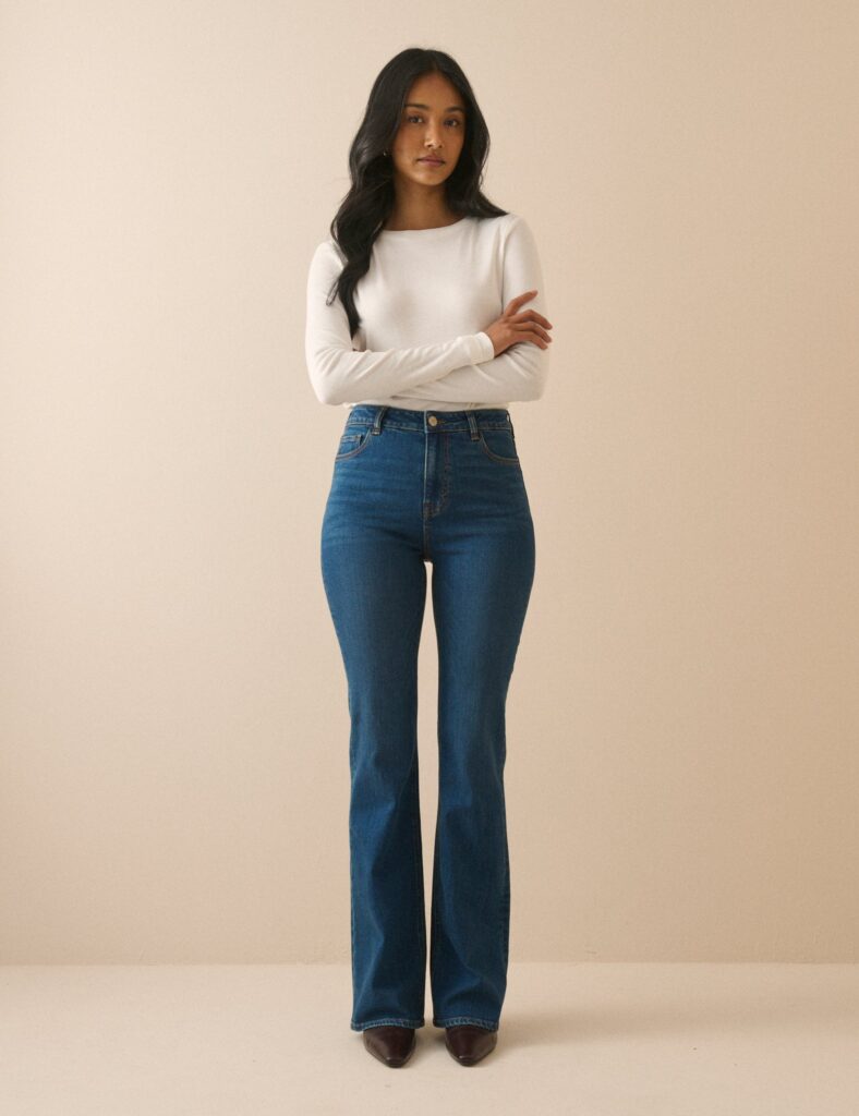 Mid Wash High Rise Bootcut Jeans