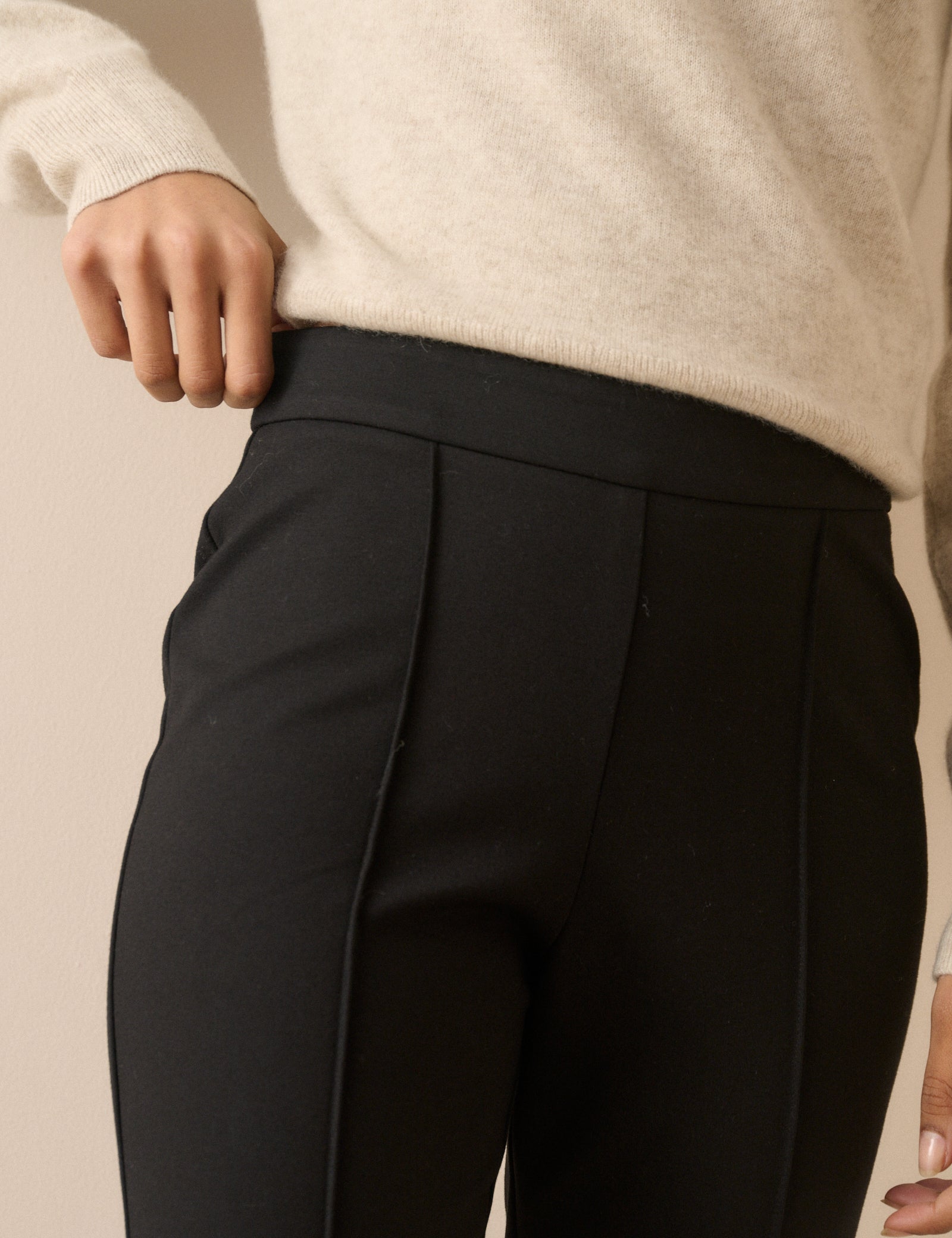Black High Waisted Modern Trousers - Image 3