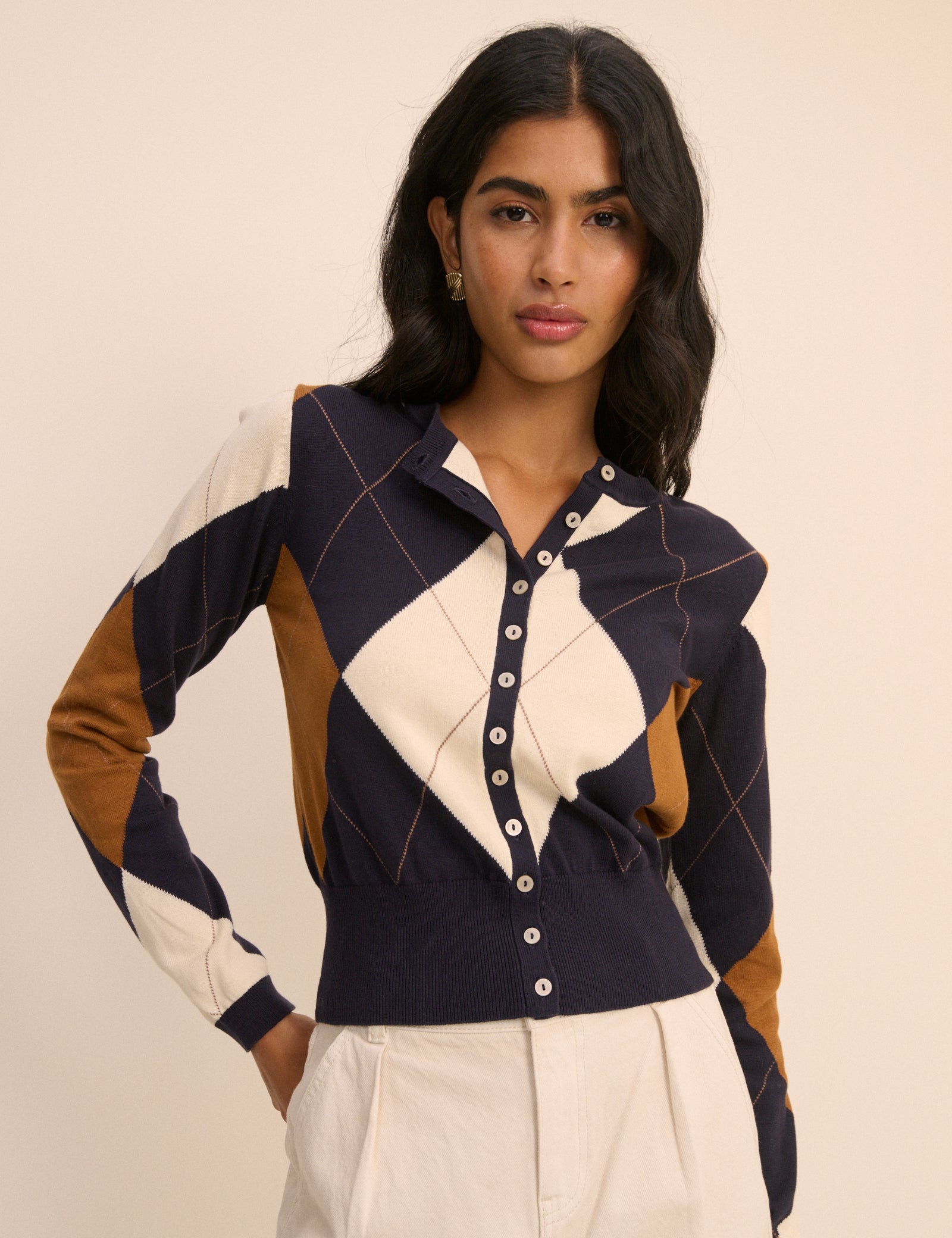 Navy Knit Everyday Relaxed Cardigan - Image 2