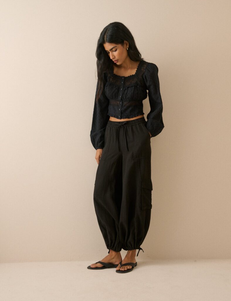 Black Everyday Relaxed Structured Trousers
