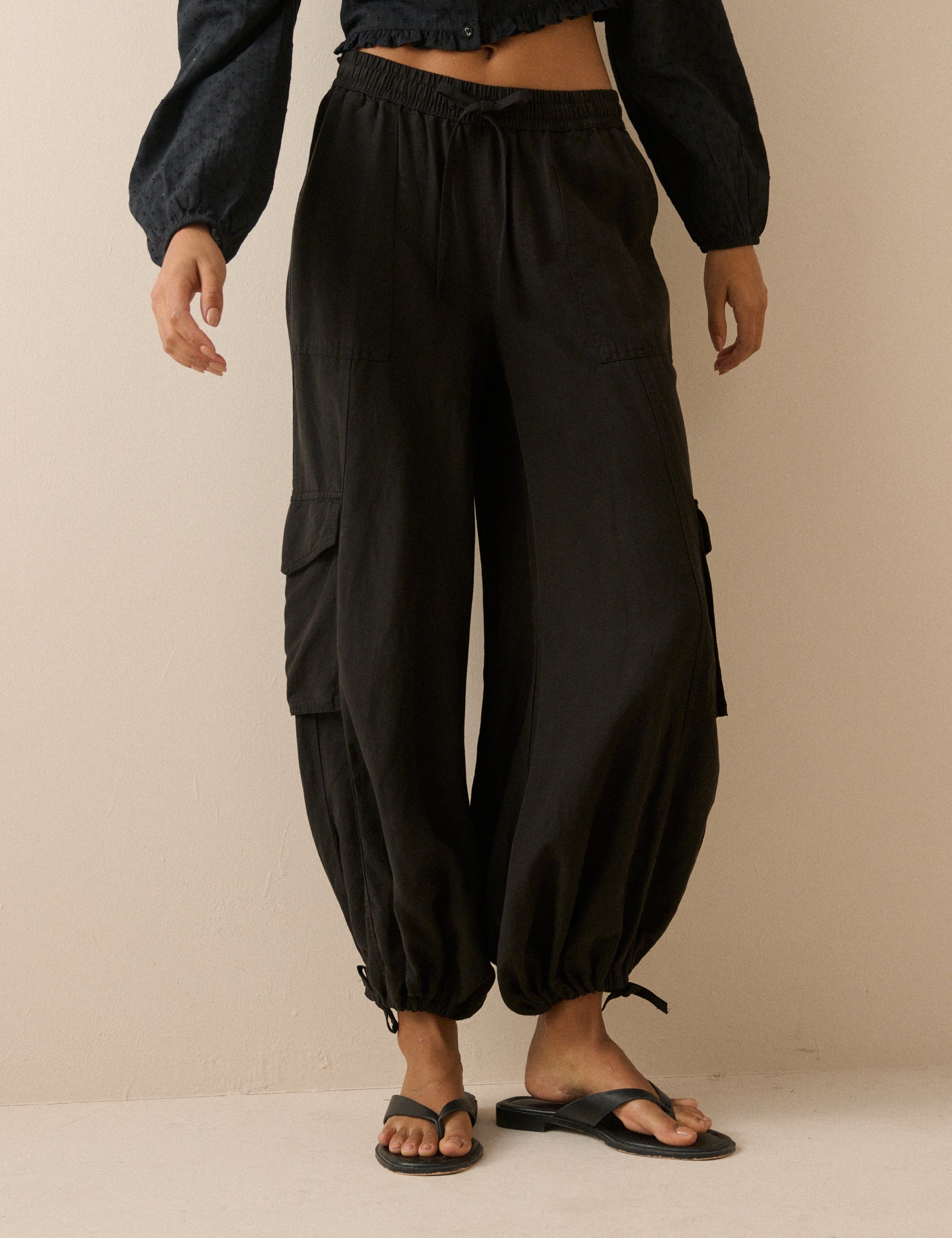 Black Everyday Relaxed Structured Trousers - Image 2