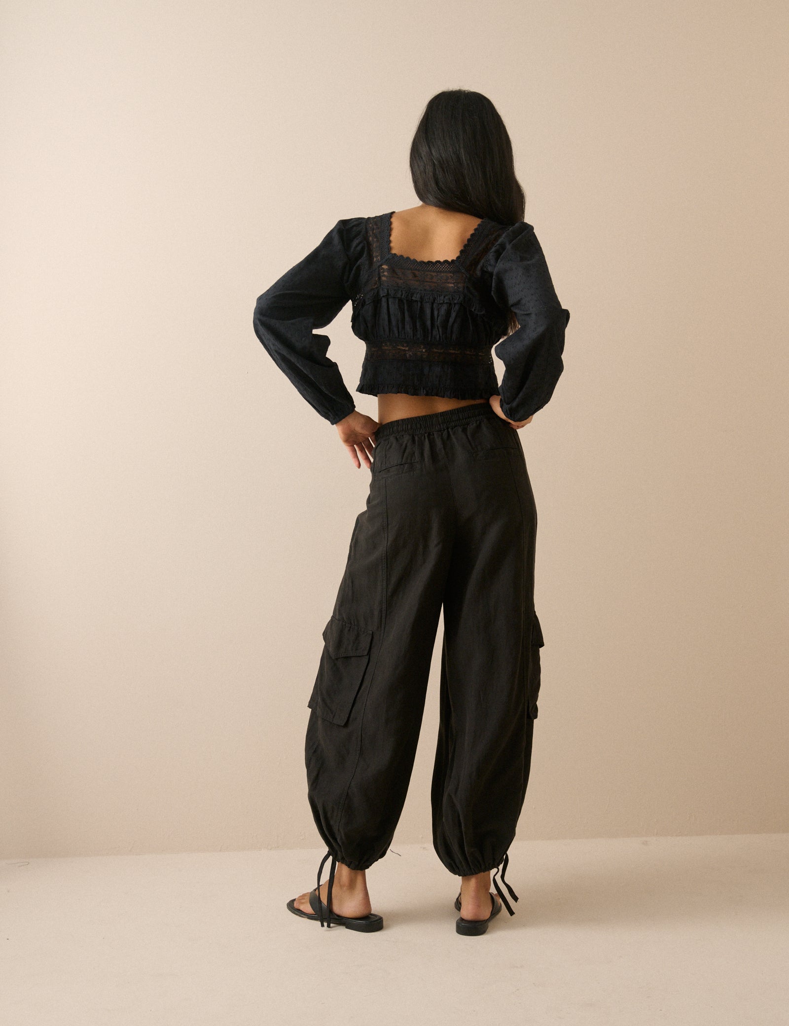 Black Everyday Relaxed Structured Trousers - Image 5