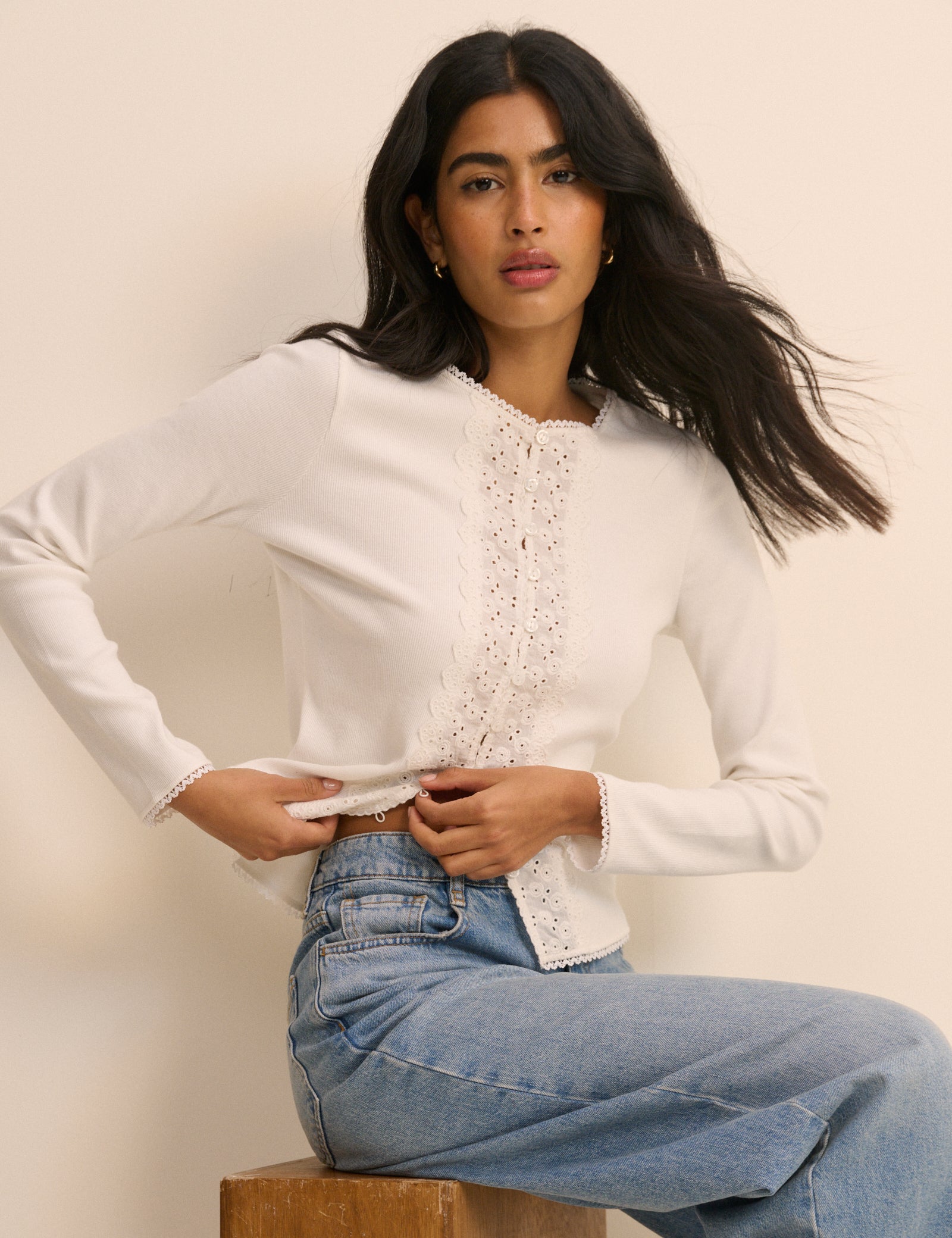 White Soft Polished Modern Cardigan - Image 3