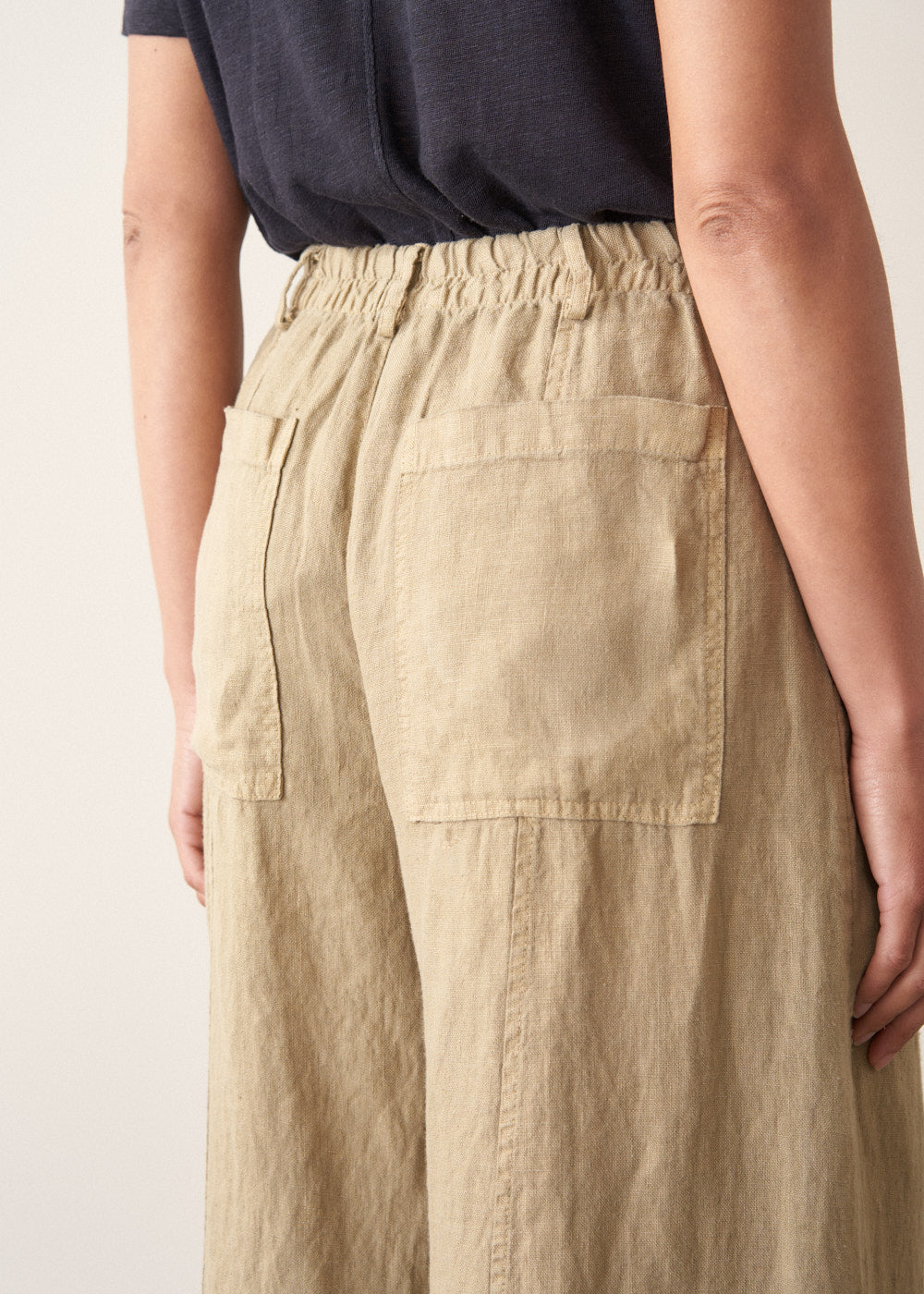Light Khaki Cargo Linen Trousers - Image 3