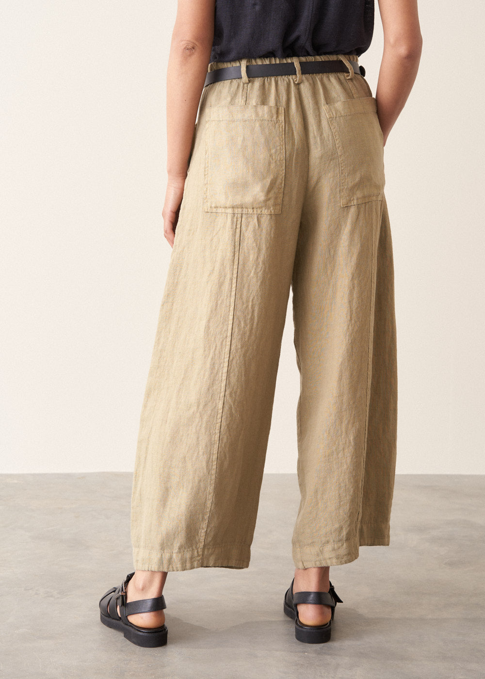 Light Khaki Cargo Linen Trousers - Image 5