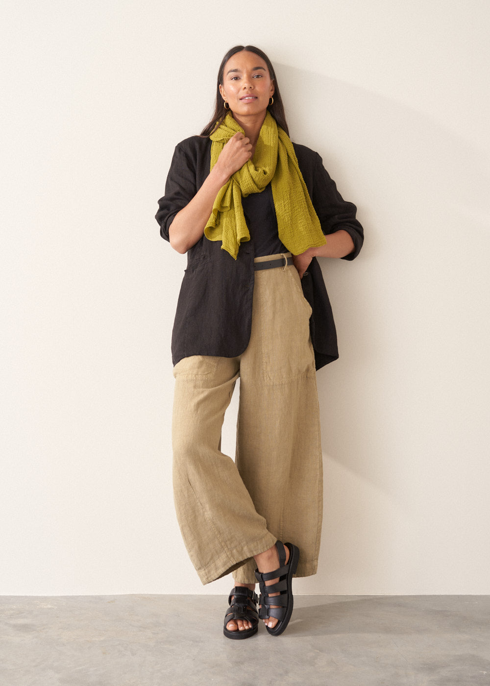 Light Khaki Cargo Linen Trousers - Image 6
