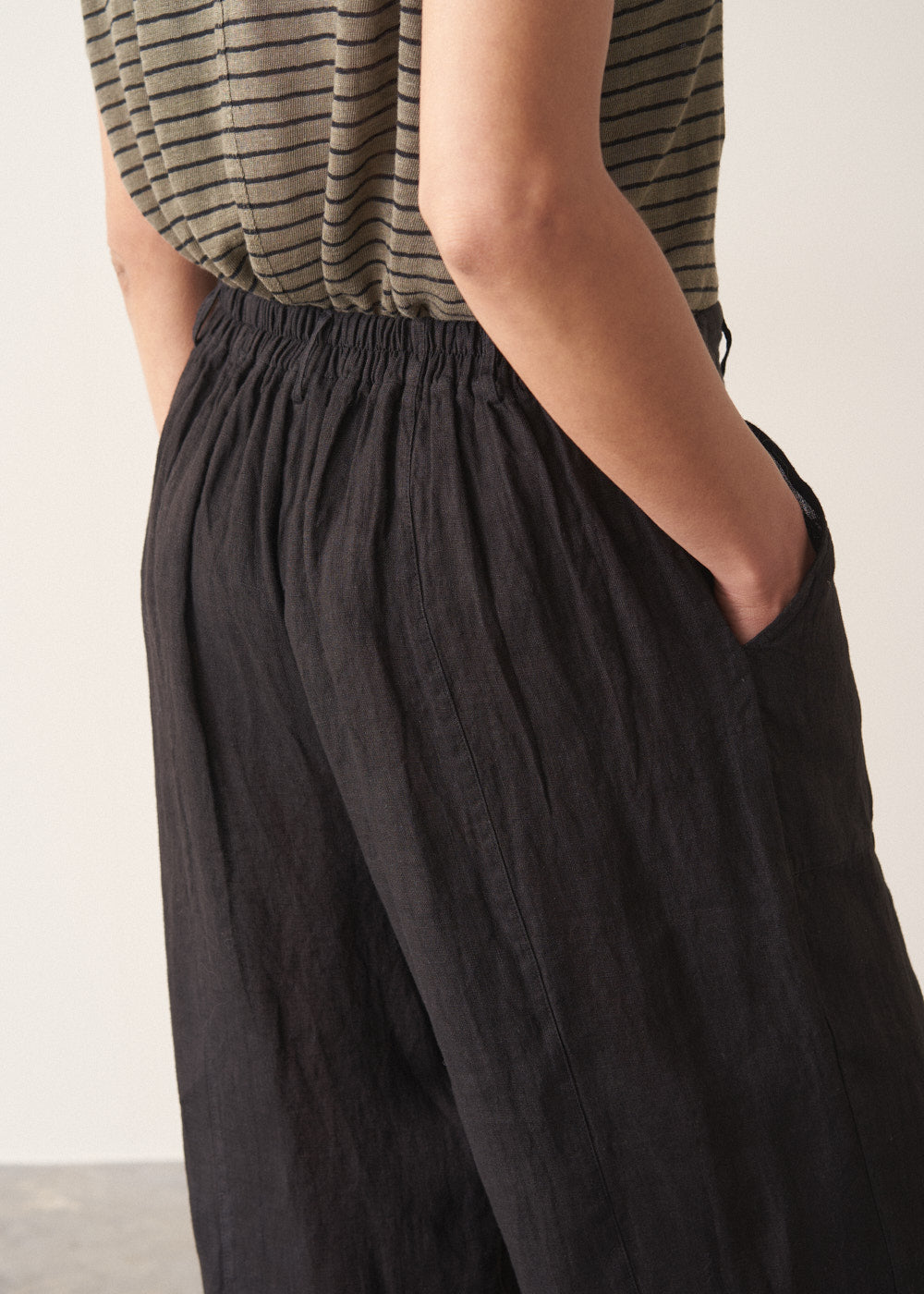 Black Straight Leg Linen Trousers - Image 5
