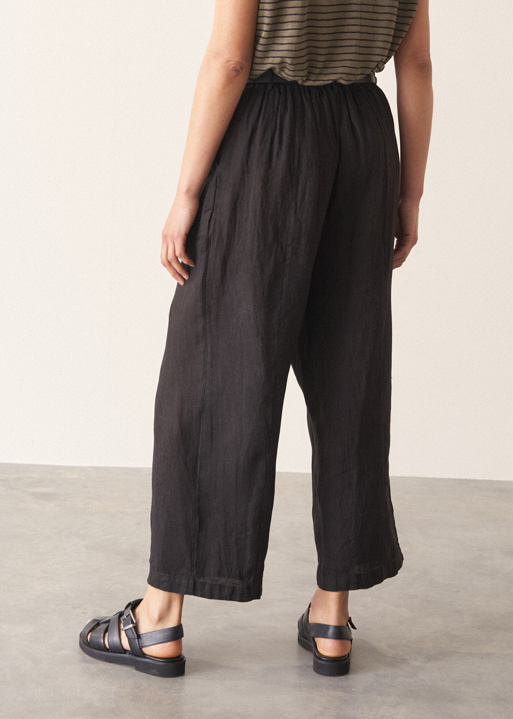 Black Straight Leg Linen Trousers - Image 6