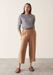 Camel Straight Leg Linen Trousers