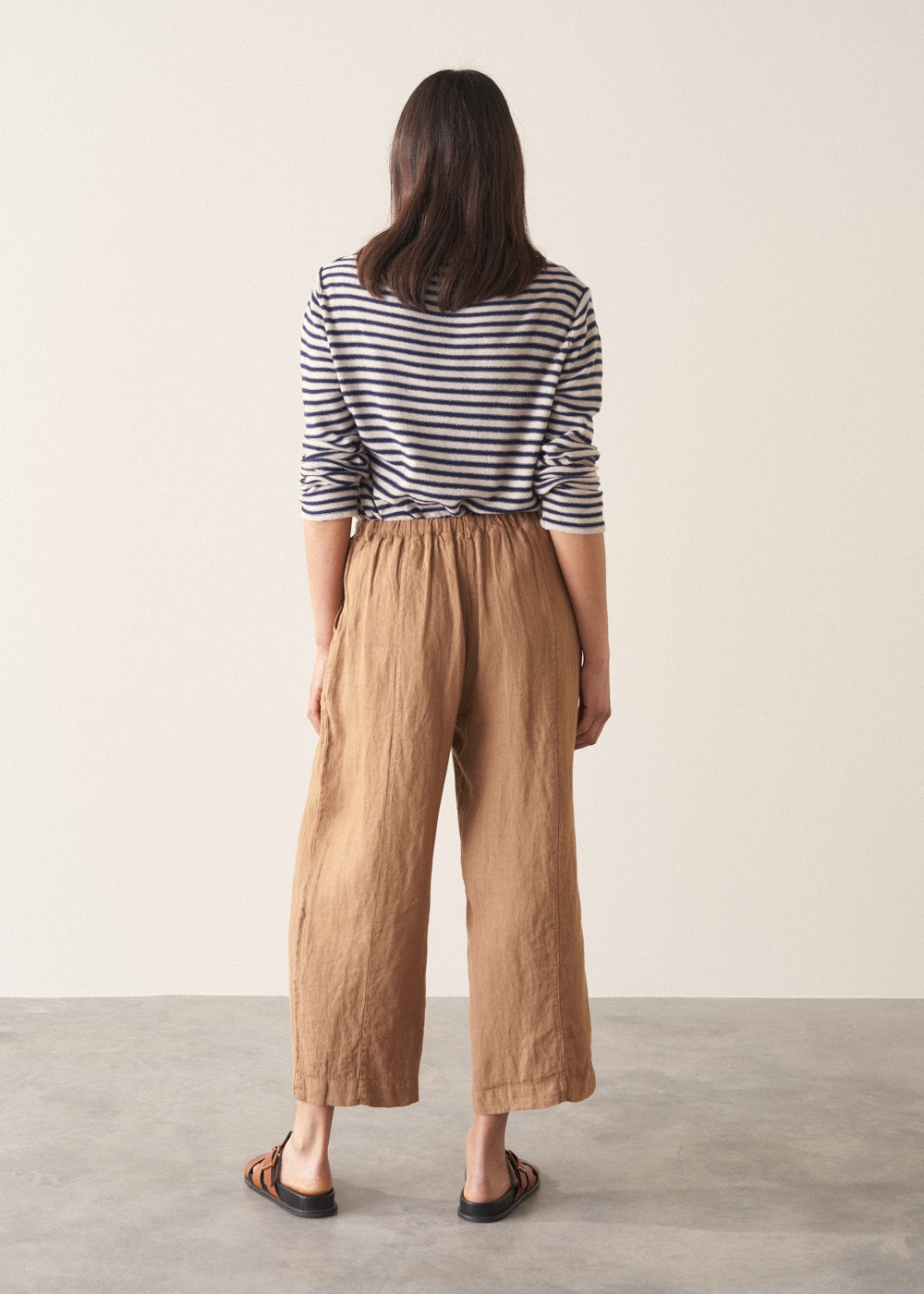 Camel Straight Leg Linen Trousers - Image 2