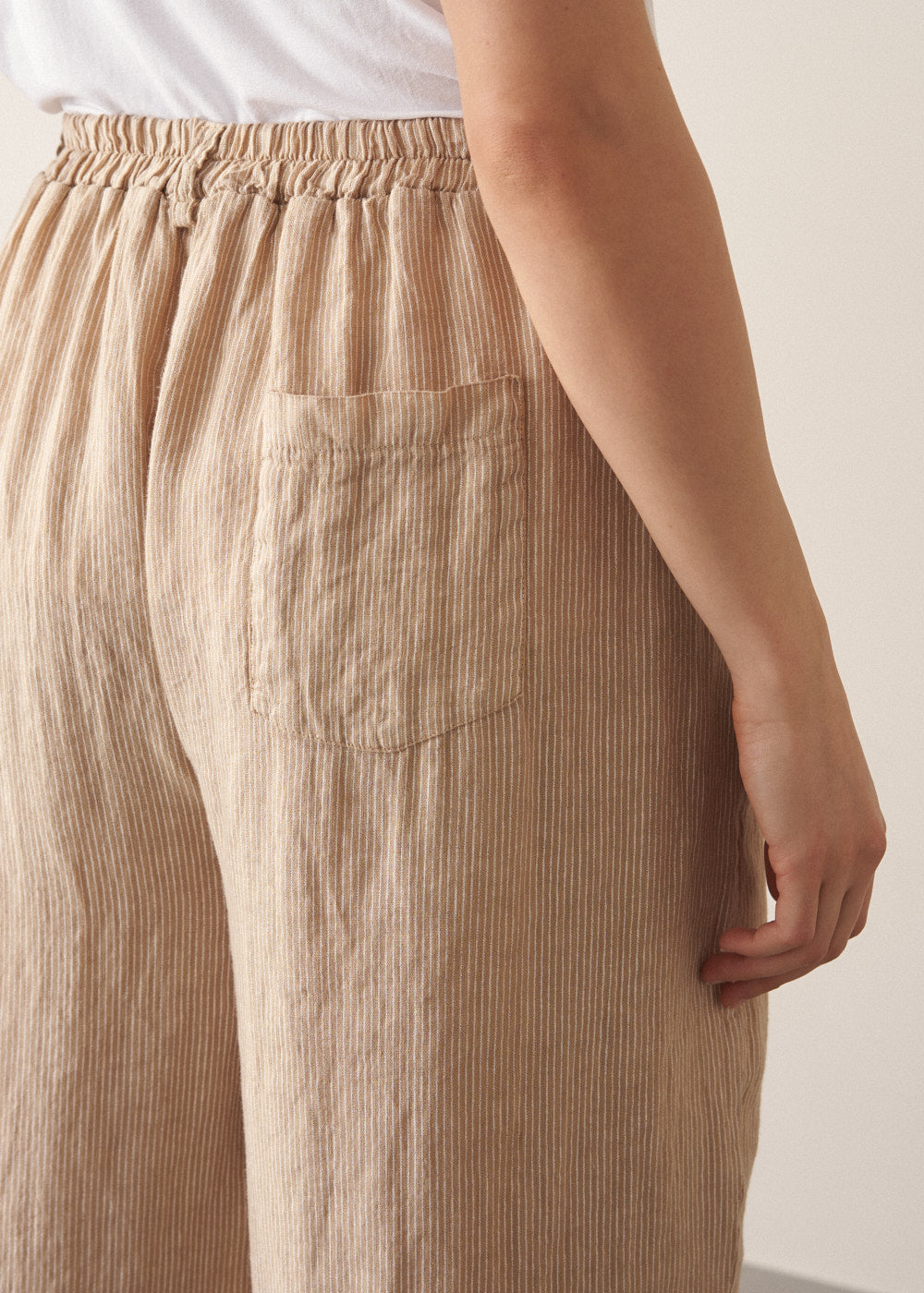 Maize Striped Barrel Leg Linen Trousers - Image 6