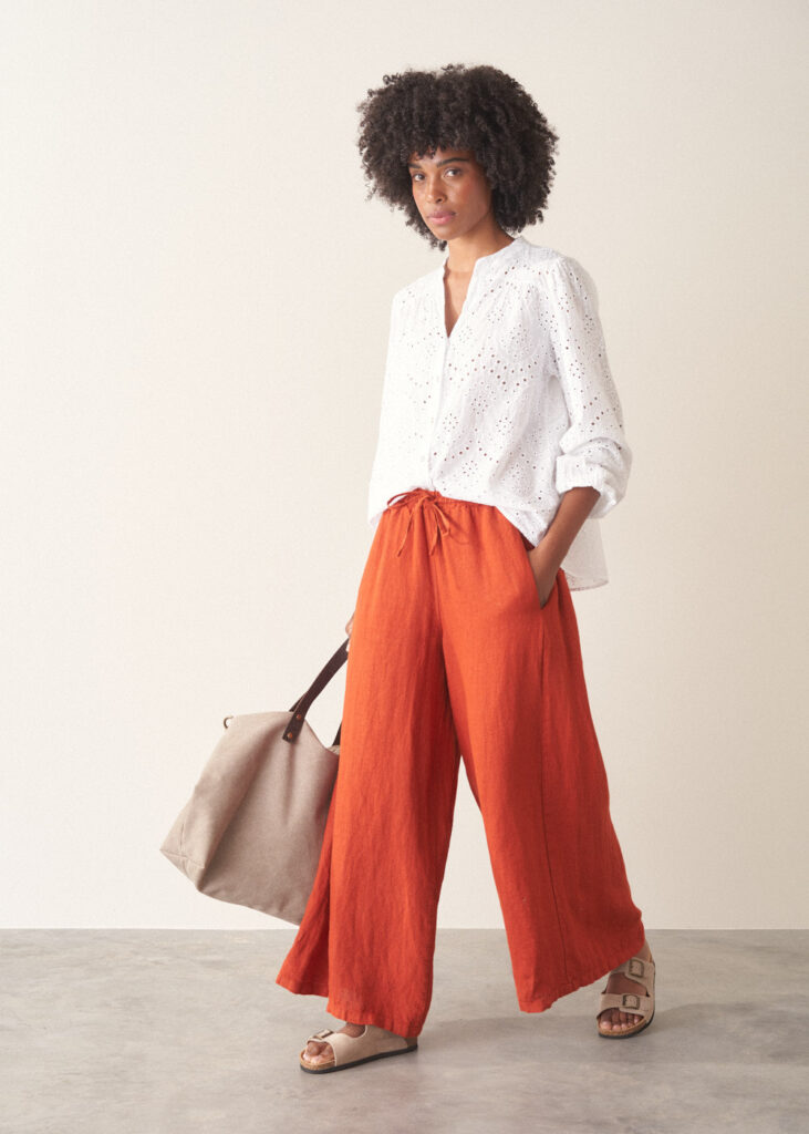 Burnt Orange Drawstring Linen Trousers