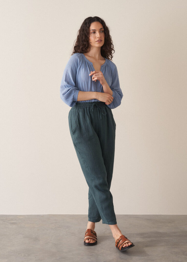 Dark Green Linen Trousers