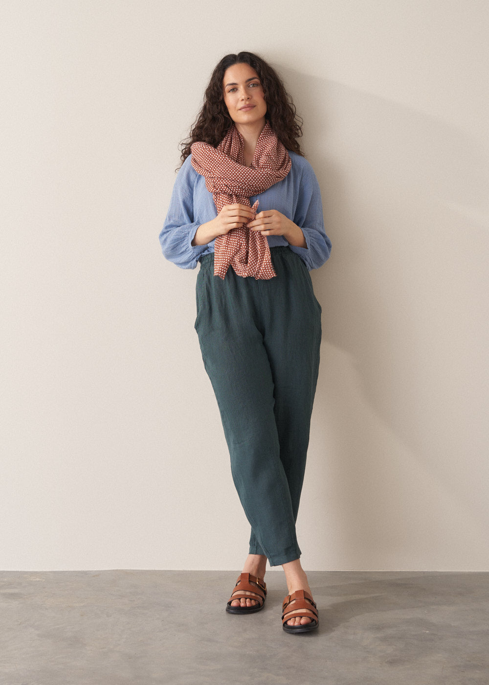 Everyday Dark Green Linen Trousers - Image 6